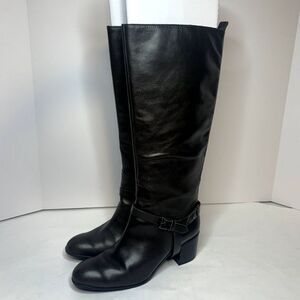 Enzo Angiolini Brown Leather Knee High Tall Riding Boots Womens Full Zipper